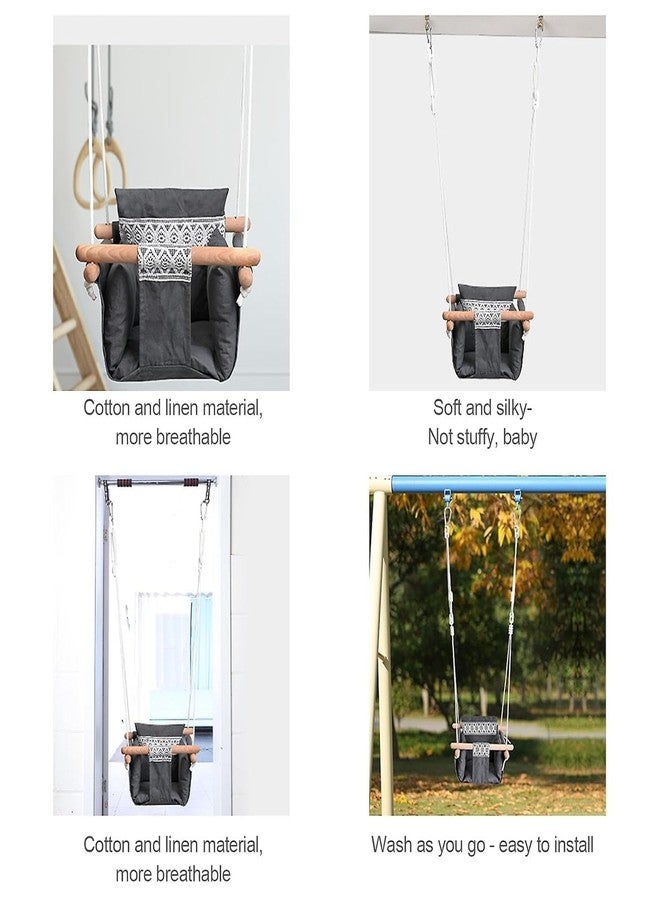 MAPPLE CREATION Swing Baby Rocker Infant for Home Balcony Cushioned Luxury Julha Baby Seat,Safe Canvas Swing for Babies Teak Wood Luxury Julha - Image 2
